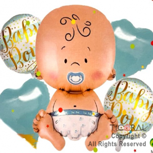 SET DE GLOBOS METALIZADO BABY BOY 5 UNIDADES X 1
